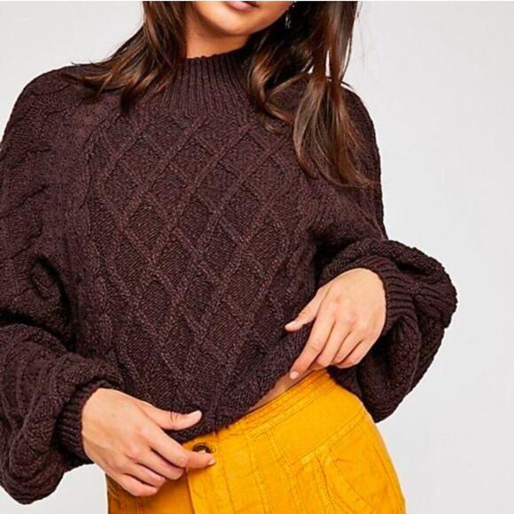 Free People Sweaters - Free People Parfait Pullover Diamond Pattern Mockneck Sweater